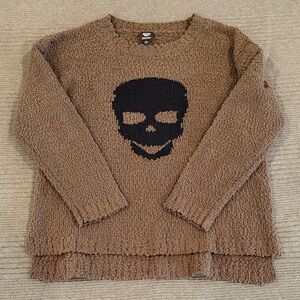 Bobeau Brown Crewneck Sweater with Skull Design